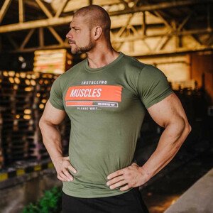 Pánské fitness tričko Iron Aesthetics Installing Muscles, zelené