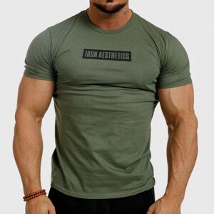 Pánské fitness tričko Iron Aesthetics Boxed, vojenská zelená
