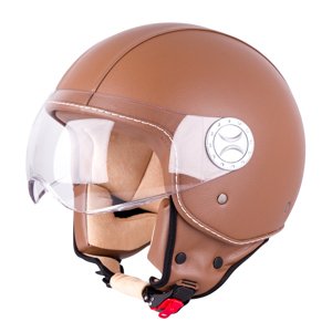Helma na skútr W-TEC FS-701B Leather Brown  hnědá  S (55-56)