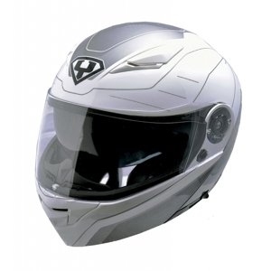 Výklopná moto helma Yohe 950-16  White-Grey  L (59-60)