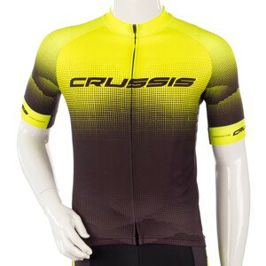 Cyklistický dres s krátkým rukávem Crussis CSW-056  černá-fluo žlutá  3XL