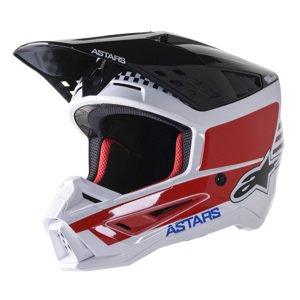 Moto přilba Alpinestars S-M5 Speed bílá/tmavá modrá/červená leskl