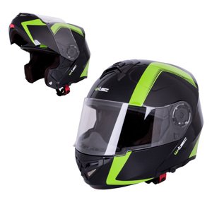 Výklopná moto helma W-TEC Vexamo  černo-zelená  S (55-56)
