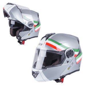 Výklopná moto helma W-TEC Vexamo  šedá-trikolor  XS (53-54)