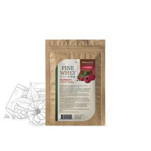 Protein & Co. FINE WHEY – přírodní protein slazený stévií – 30 g Zvol příchuť: Raspberry choco swirl