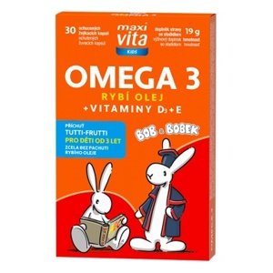 Maxi Vita Kids Omega 3 + vitaminy D a E 30 žvýkacích kapslí