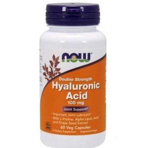 Now Foods Hyaluronic Acid (Kyselina hyaluronová) 100 mg 60 kapslí PROŠLÉ DMT 5.2023