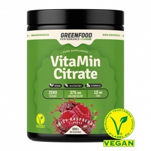 GreenFood Performance VitaMin Citrate 300 g - malina + Šejkr 500 ml ZDARMA