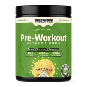 GreenFood Performance Pre-Workout 495 g - meloun + Šejkr 500 ml ZDARMA