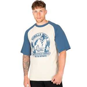 Gorilla Wear Pánské tričko Oversized Logan béžová/modrá - XL