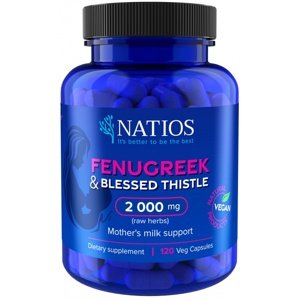 NATIOS Fenugreek & Blessed Thistle Extract Pískavice 2000 mg 120 kapslí