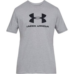 Pánské tričko Under Armour Sportstyle Logo SS - steel light heather - 3XL - 1329590-036