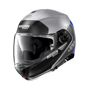Moto helma Nolan N100-5 Plus Distinctive N-Com P/J  Flat Silver