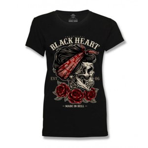 Dámské triko BLACK HEART Pin Up Skull  černá  S
